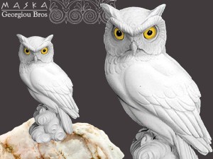 Sowa - symbol Ateny  -alabaster grecki