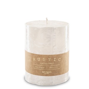 Pl Biały Świeca Rustic Metalic Walec Średni Fi9