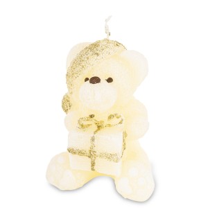 Pl Świeca Figurka Teddy Świąteczny Kremowy