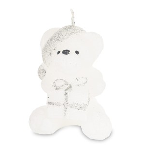 Pl Świeca Figurka Teddy Świąteczny Biały