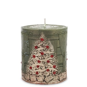 Pl Świeca Walec Mały Xmas Room Zieleń Szampan