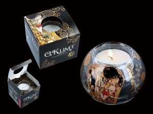 Świecznik szklany kulka mała  - Gustav Klimt Pocałunek 