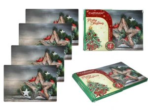 Zestaw 4 podkładek korkowych pod talerze  - Boże Narodzenie CARMANI