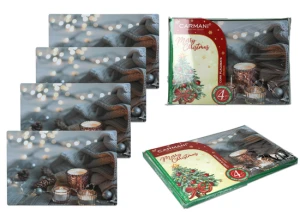 Zestaw 4 podkładek korkowych pod talerze  - Boże Narodzenie CARMANI