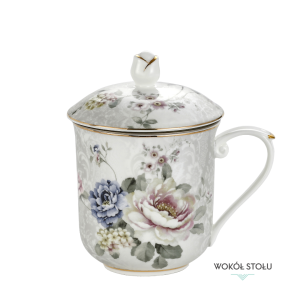 Kubek z zaparzaczem Flower Bone China