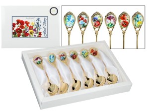 Kpl. 6 łyżeczek - Kwiaty, mix CARMANI