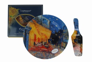 Talerz na ciasto z łopatką - Van Gogh Taras Kawiarni w nocy
