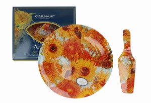 Talerz na ciasto z łopatką - Van Gogh Słoneczniki