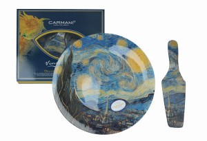 Talerz na ciasto z łopatką - Van Gogh Gwieździsta noc 