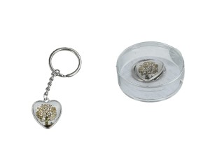 Przywieszka do torebki/breloczek do kluczy serce - G. Klimt, Drzewo życia (białe tło) 