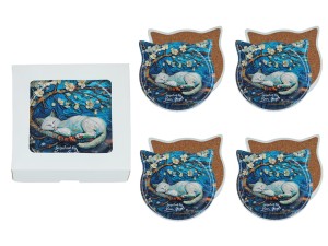 Komplet 4 podkładek ceramicznych z uszami - Inspirowane malarstwem Vincent Van Gogh  