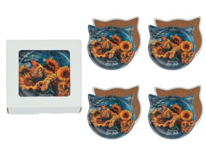 Komplet 4 podkładek ceramicznych z uszami - Inspirowane malarstwem Vincent Van Gogh  
