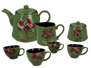 Serwis - czajnik i 4 filiżanki ze spodkami z kolekcji Santai 900 ml 