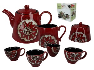 Serwis - czajnik i 4 filiżanki ze spodkami z kolekcji Santai 900 ml  