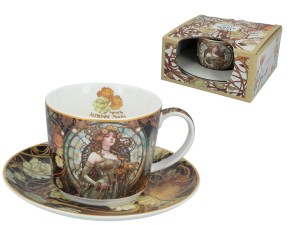 Filiżanka ze spodkiem Inspirowana malarstwem Alfons Mucha CARMANI  