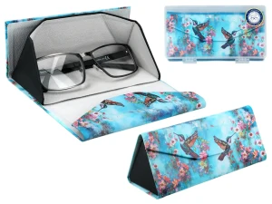 Etui na okulary, składane -Dekoracja kwiatowa Kolibry CARMANI