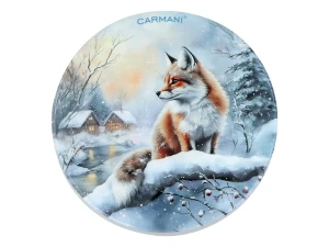 Komplet 5 podkładek ceramicznych- Zimowe zwierzęta - Lisy CARMANI 