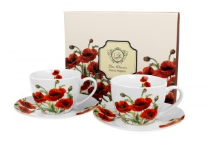 Pl Kpl. 2 Filiżanek Ze Spodkami Classic Poppies