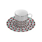 Filiżanka z podstawką 120ml czerwono-zielony  MAGIC CUP