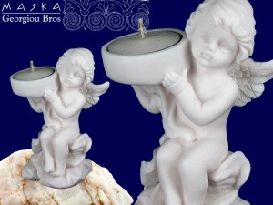 Aniołek ze świeczką -alabaster grecki 