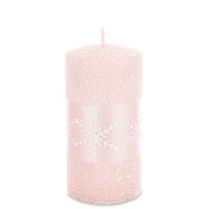 Pl Różowy Świeca Snow Queen Walec Średni Fi7-Prom.