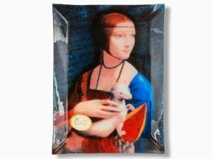 Talerz dekoracyjny - Leonardo Da Vinci - Dama z łasiczką - CARMANI 198-5401